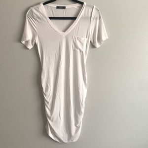 Tart Maternity ruched white v neck dress
